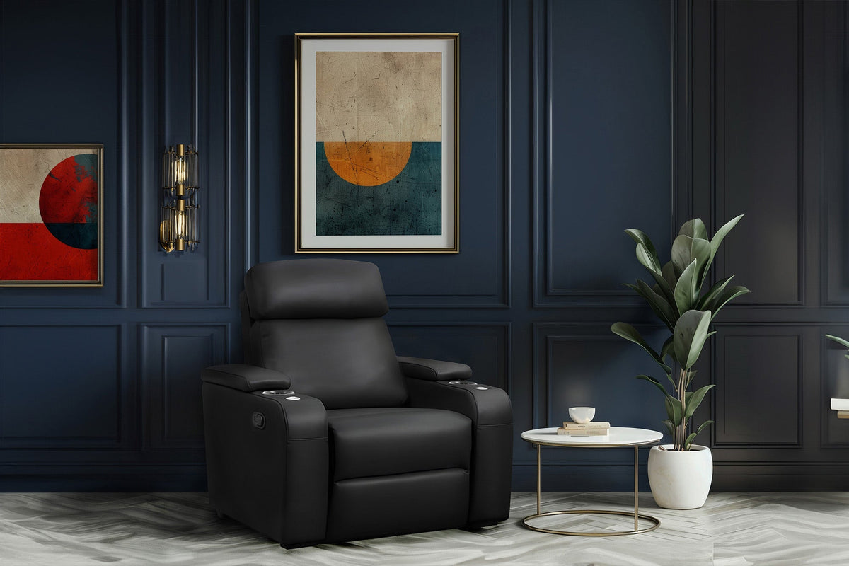 Valencia Bellagio sillón reclinable manual individual, negro