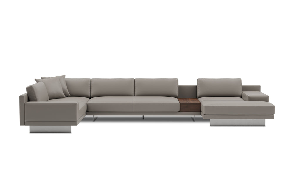 Valencia Alessandro Top calidad de piel, Sofa Modular con extensión Derecho, Modern Grey