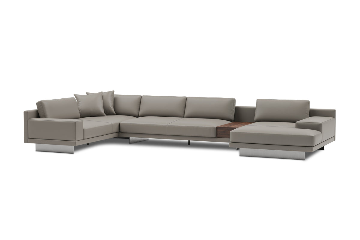Valencia Alessandro Top calidad de piel, Sofa Modular con extensión Derecho, Modern Grey