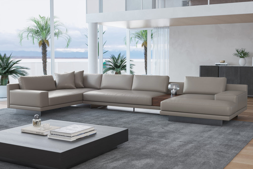 Valencia Alessandro Top calidad de piel, Sofa Modular con extensión Derecho, Modern Grey