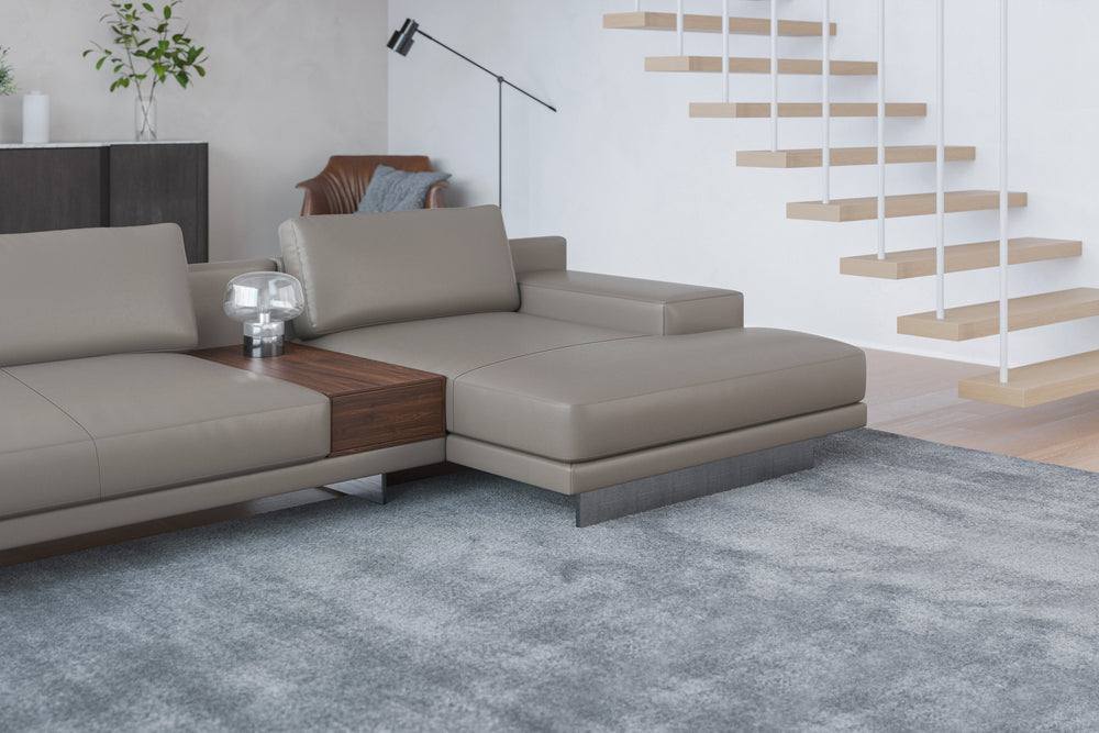Valencia Alessandro Top calidad de piel, Sofa Modular con extensión Derecho, Modern Grey