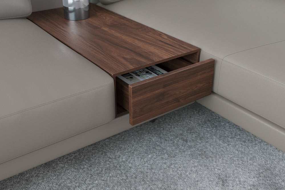 Valencia Alessandro Top calidad de piel, Sofa Modular con extensión Derecho, Modern Grey