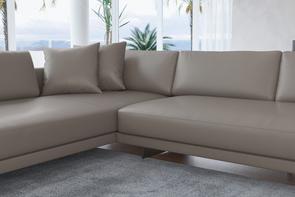 Valencia Alessandro Top calidad de piel, Sofa Modular con extensión Derecho, Modern Grey