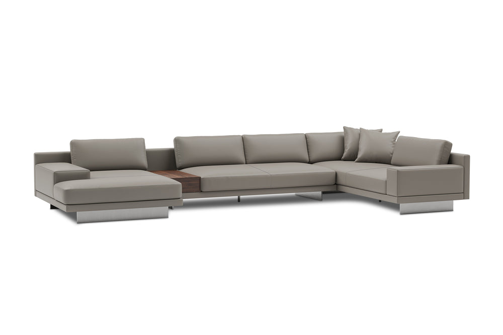 Valencia Alessandro Top calidad de piel, Sofa Modular con extensión Izquierdo, Modern Grey