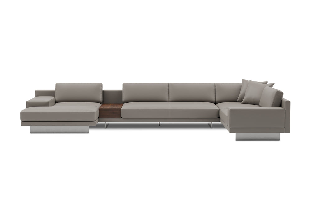 Valencia Alessandro Top calidad de piel, Sofa Modular con extensión Izquierdo, Modern Grey