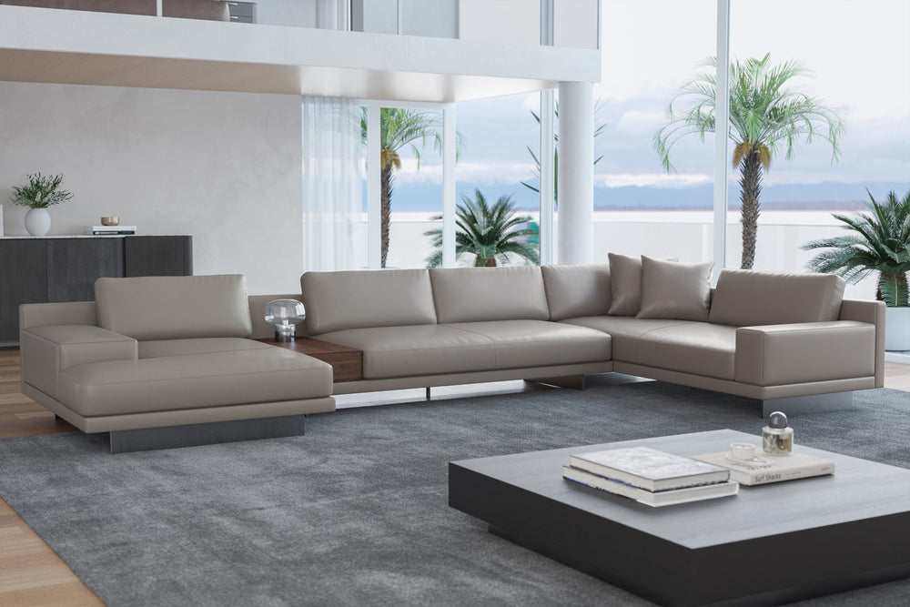 Valencia Alessandro Top calidad de piel, Sofa Modular con extensión Izquierdo, Modern Grey
