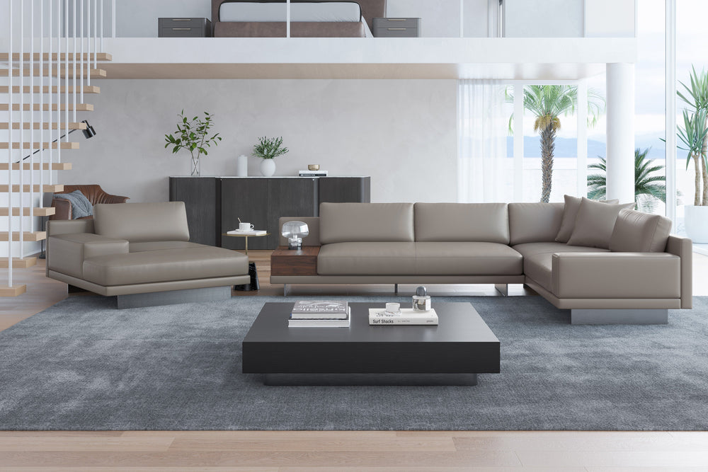 Valencia Alessandro Top calidad de piel, Sofa Modular con extensión Izquierdo, Modern Grey