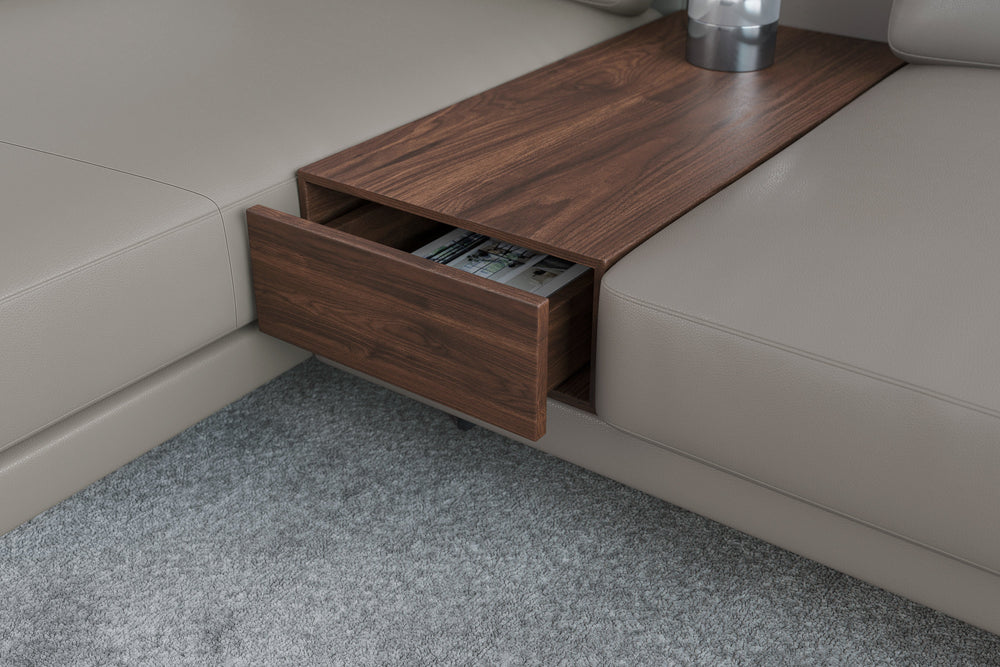 Valencia Alessandro Top calidad de piel, Sofa Modular con extensión Izquierdo, Modern Grey