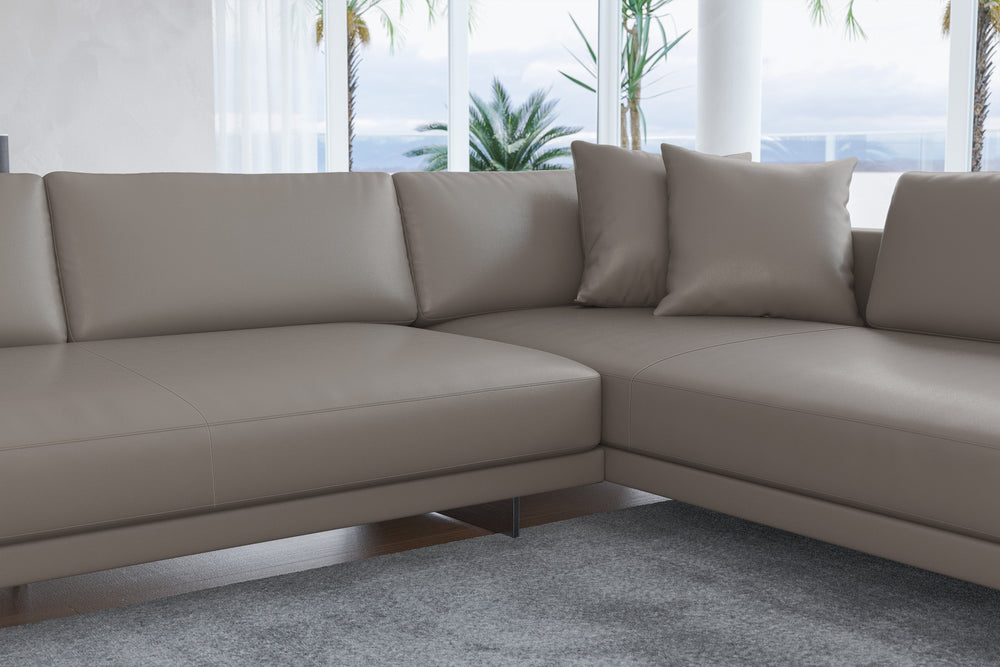 Valencia Alessandro Top calidad de piel, Sofa Modular con extensión Izquierdo, Modern Grey