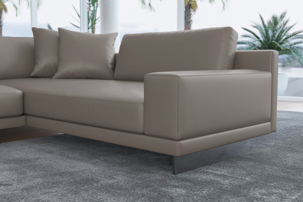 Valencia Alessandro Top calidad de piel, Sofa Modular con extensión Izquierdo, Modern Grey