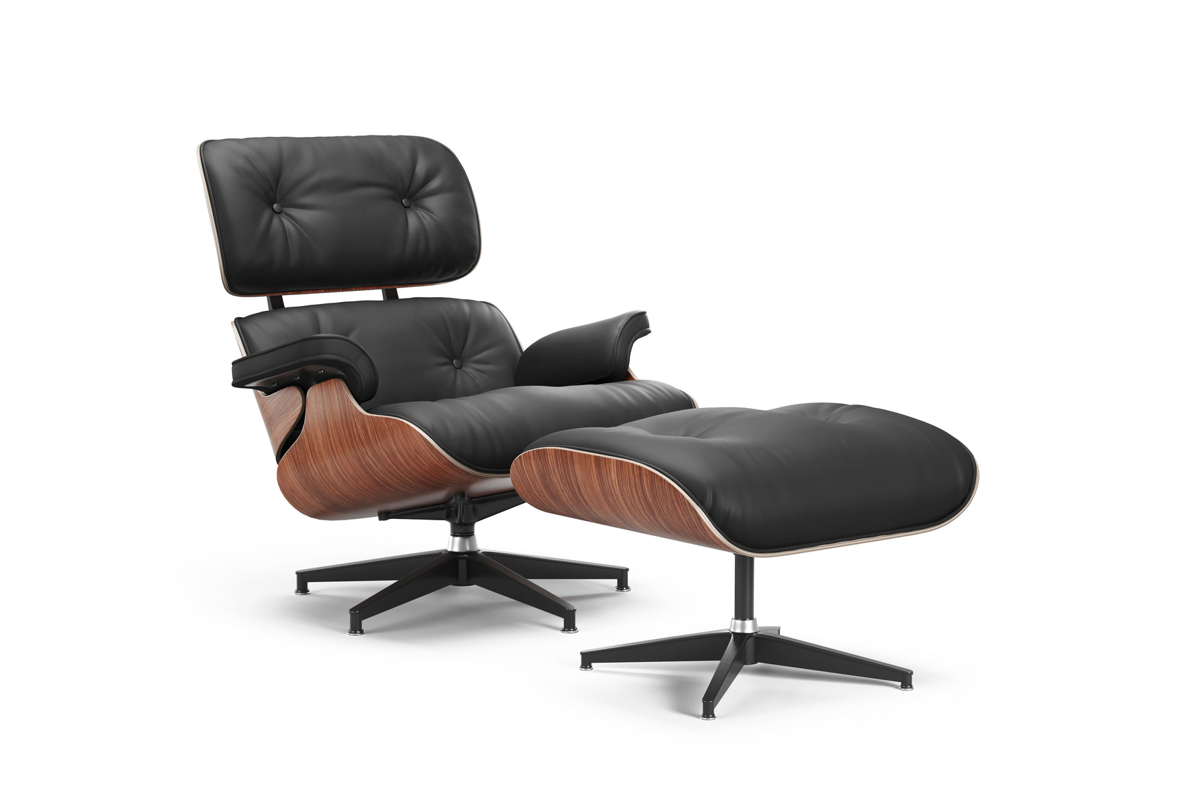 Valencia Armoni Eames Replica, Top Calidad de Piel Lounge Chair & Ottoman, Negro
