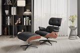 Valencia Armoni Eames Replica, Top Calidad de Piel Lounge Chair & Ottoman, Negro