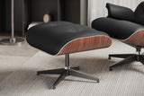 Valencia Armoni Eames Replica, Top Calidad de Piel Lounge Chair & Ottoman, Negro