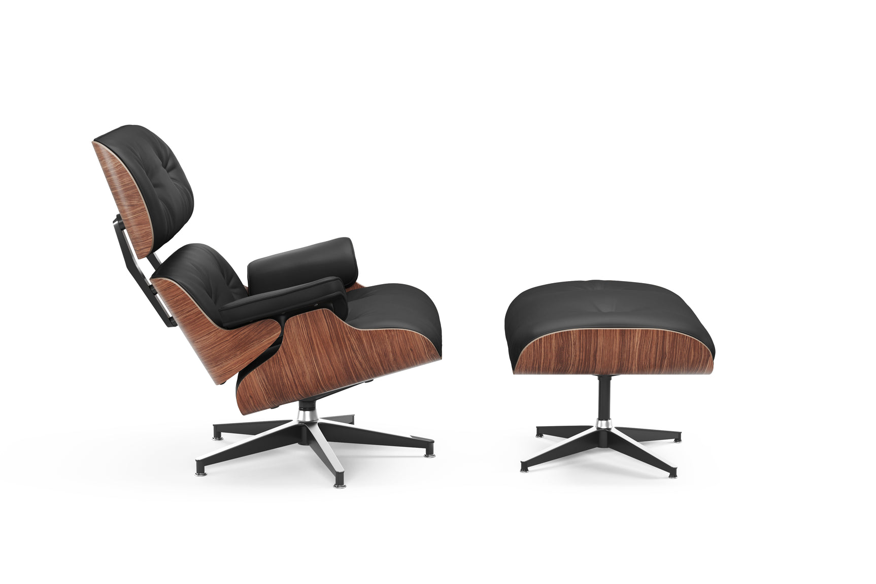 Valencia Armoni Eames Replica, Top Calidad de Piel Lounge Chair & Ottoman, Negro
