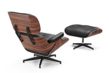 Valencia Armoni Eames Replica, Top Calidad de Piel Lounge Chair & Ottoman, Negro