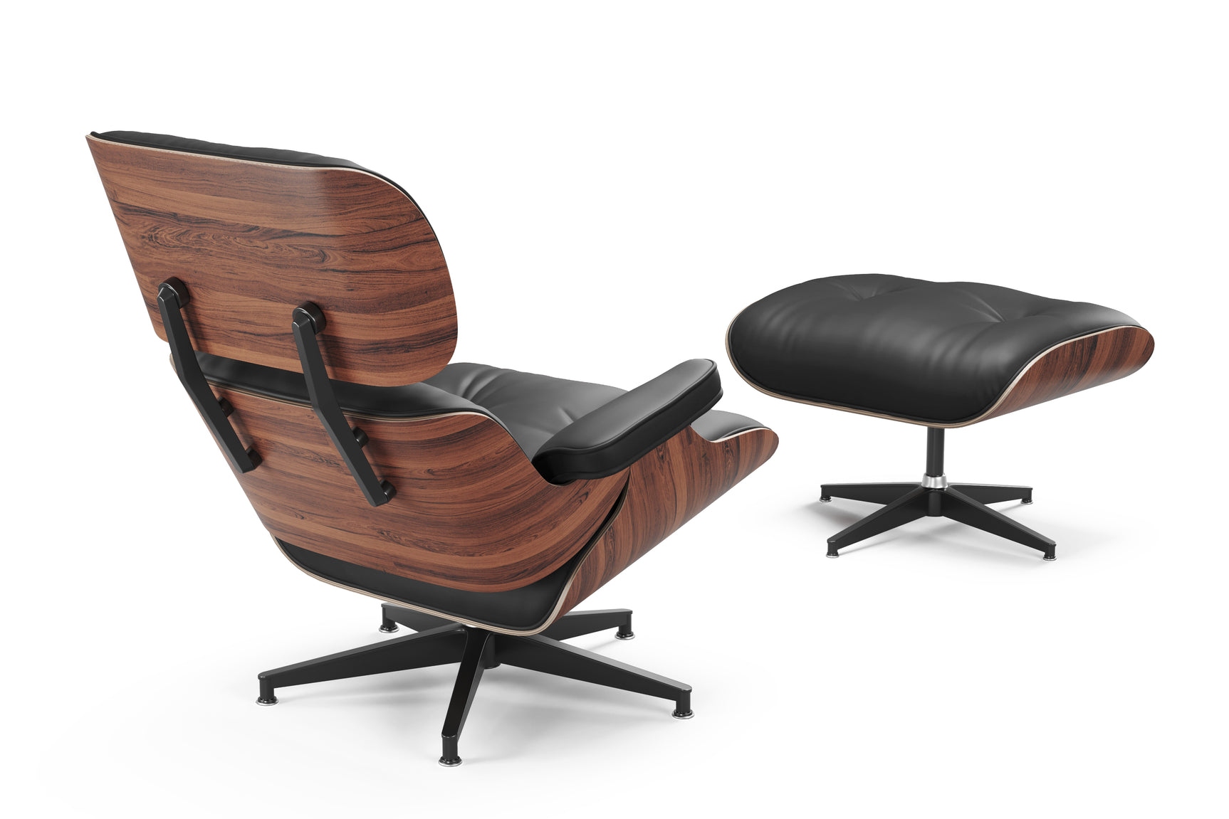 Valencia Armoni Eames Replica, Top Calidad de Piel Lounge Chair & Ottoman, Negro