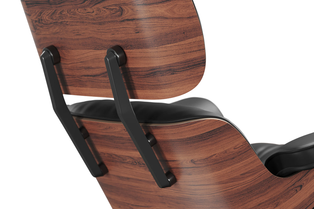 Valencia Armoni Eames Replica, Top Calidad de Piel Lounge Chair & Ottoman, Negro
