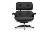 Valencia Armoni Eames Replica, Top Calidad de Piel Lounge Chair & Ottoman, Negro
