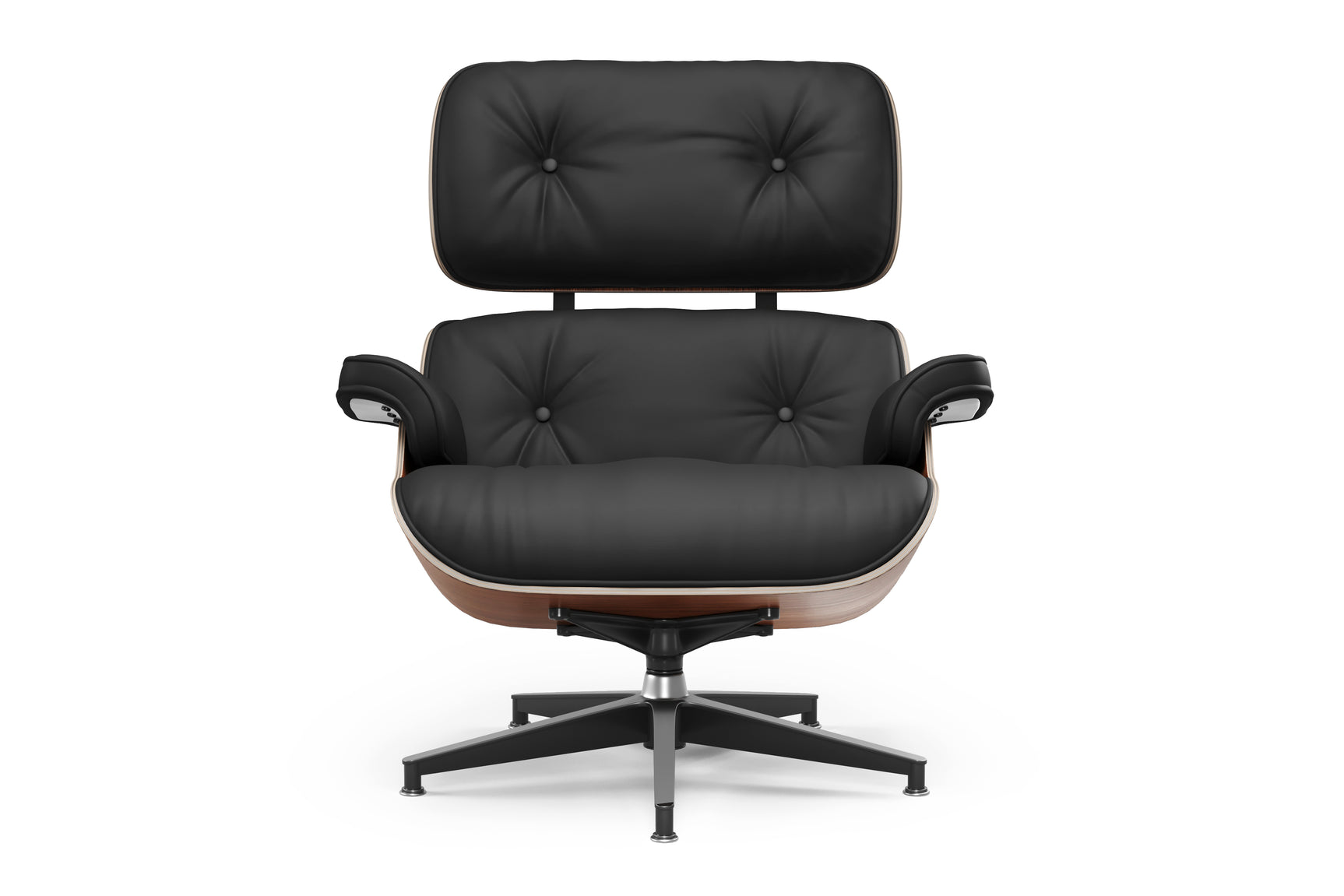 Valencia Armoni Eames Replica, Top Calidad de Piel Lounge Chair & Ottoman, Negro