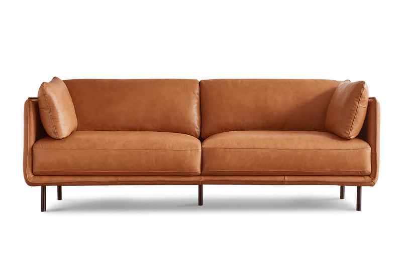Valencia Chloe Sofa de piel 3 Cuerpos, Cognac