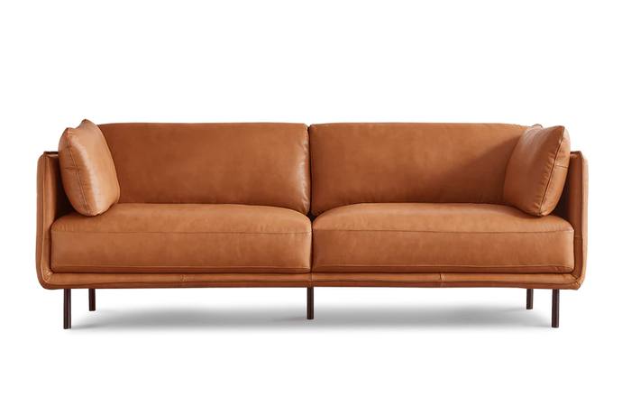 Valencia Chloe Sofa de piel 3 Cuerpos, Cognac
