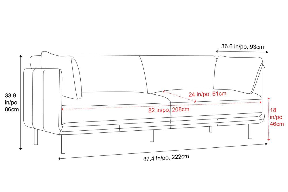 Valencia Chloe Sofa de piel 3 Cuerpos, Cognac