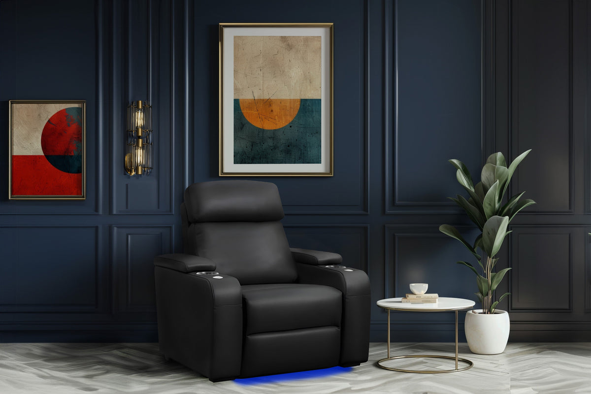 Valencia Bellagio sillón reclinable eléctrico individual, negro
